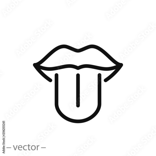 tongue, lips icon vector
