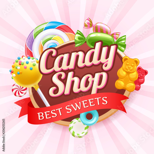 Candies and sweets colorful background.