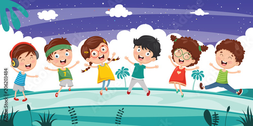 Vector Illustration Of Kids Playing