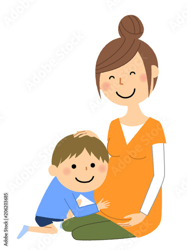 家族　男の子　妊婦