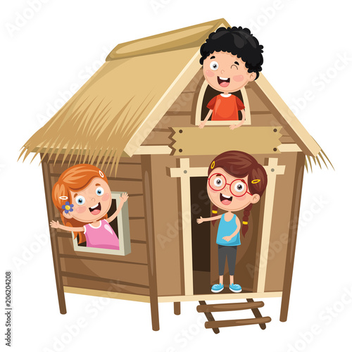 Vector Illustration Of Kids Playing