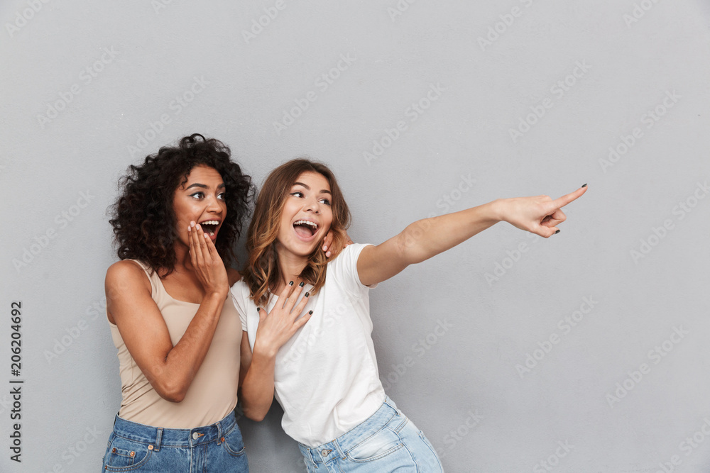 Portrait of two cheerful young women Portrait of two cheerful young women