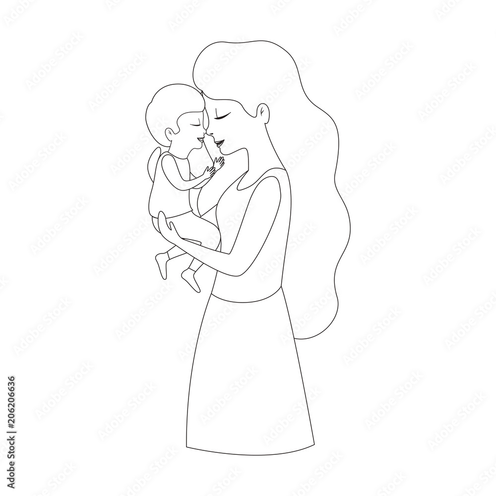 mother lifting son characters vector illustration design mother lifting son characters vector illustration design