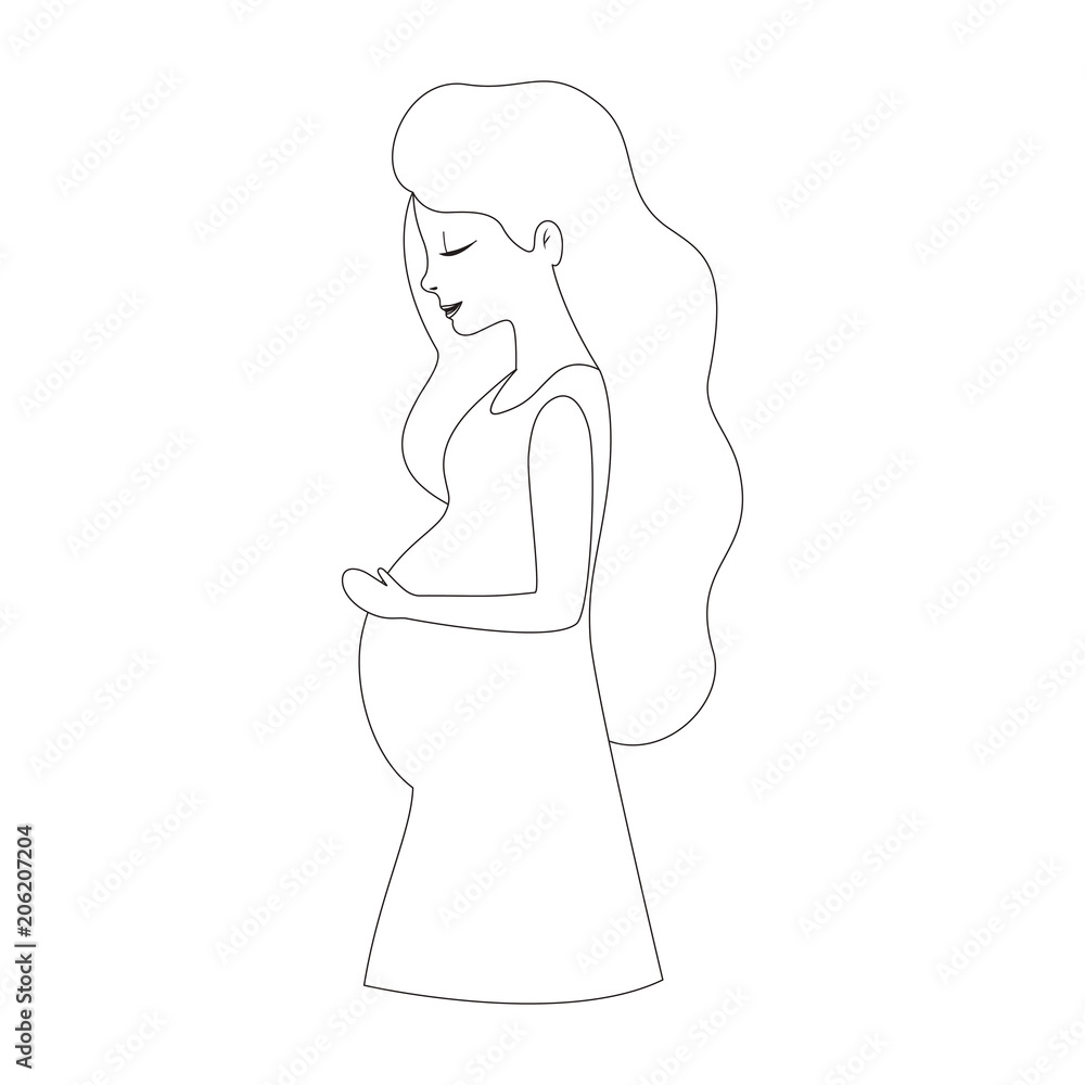 beautiful mom pregnancy avatar character vector illustration design