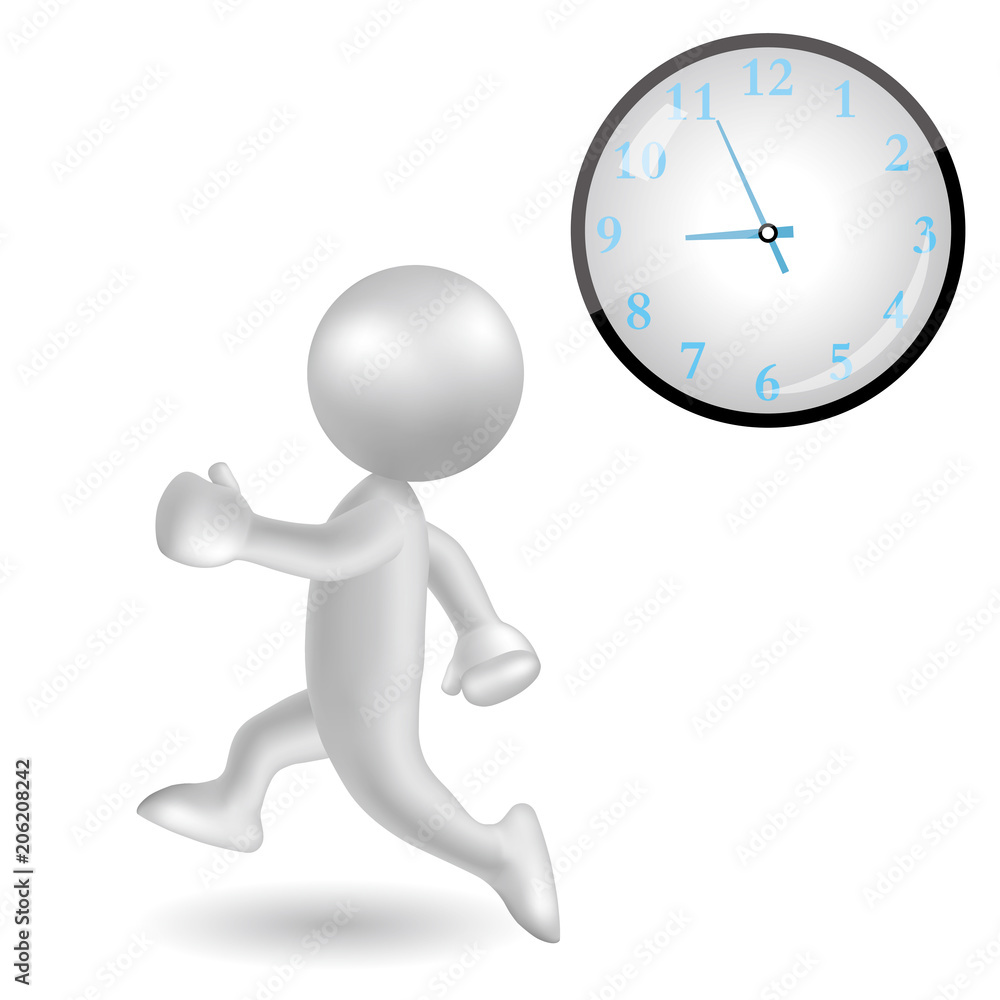 Vector drawn running man symbol,Race against the clock, image uses a