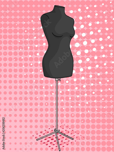 Pop art background, object, mannequin for seamstresses. Vector