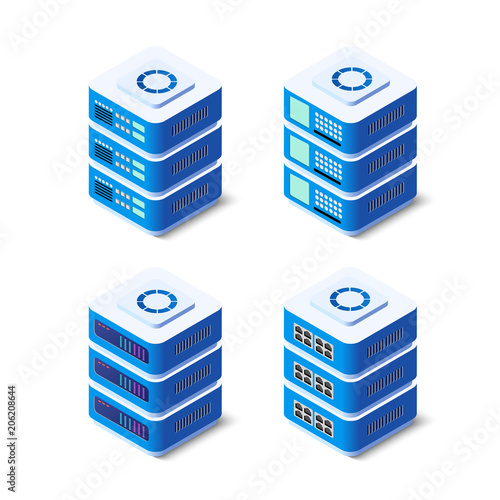 3d set server network technology of connection data center computing cloud. Tech database computer data center. Vector modern networking electronic background