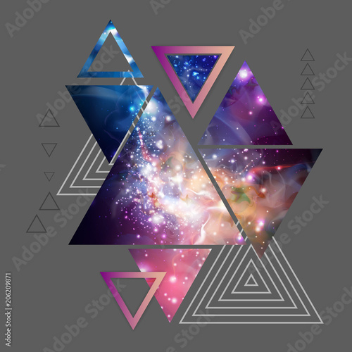 Abstract hipster polygonal triangle background with open space inside.