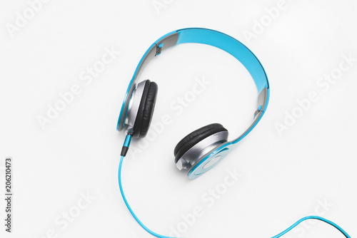 Light blue headphone on white background, isolated