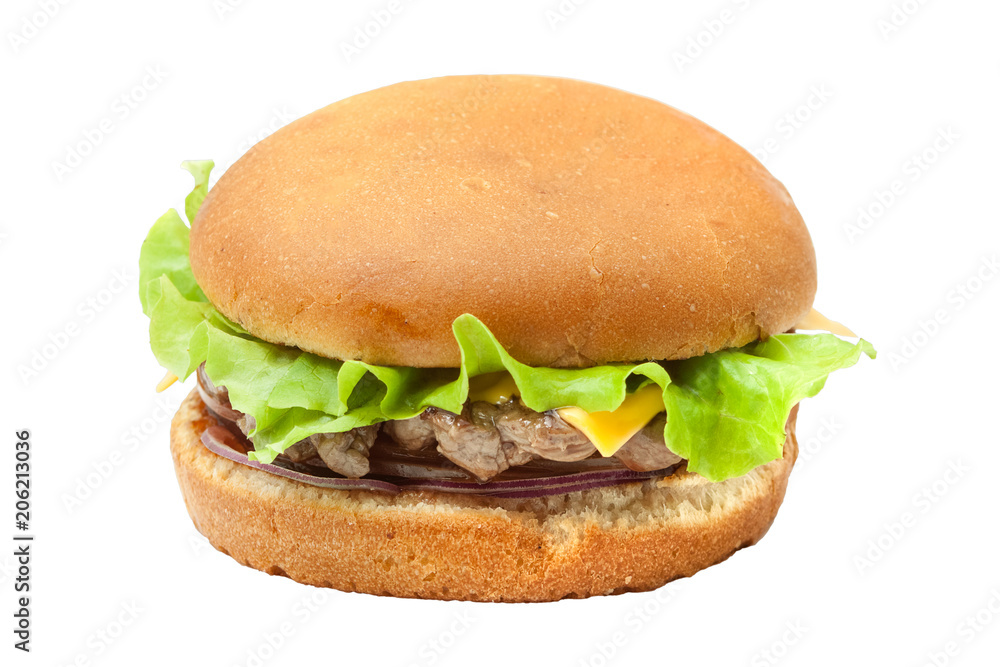 Cheesburger with lettuce salad Cheesburger with lettuce salad