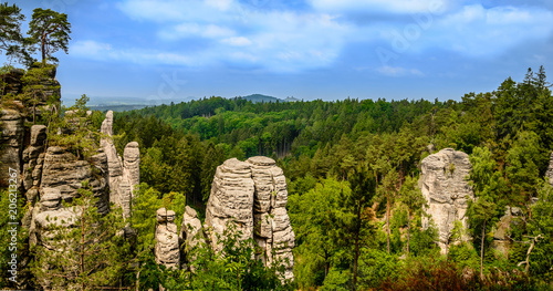 Beautiful panoramic view of the rocks - Bohemian Paradaise in Czech Republic