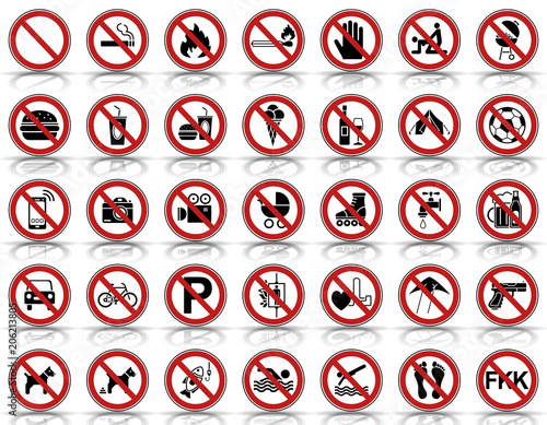35 Verbots- & Warnschilder (in Rot)