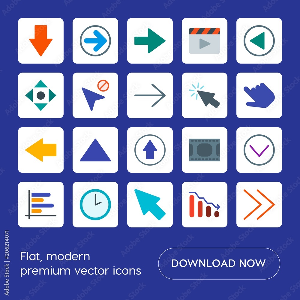 Modern Simple Set of arrows, charts, video, cursors Vector flat Icons. Contains such Icons as up, hour, clock, movie, theater, chart, down and more on blue background. Fully Editable. Pixel Perfect Modern Simple Set of arrows, charts, video, cursors Vector flat Icons. Contains such Icons as up, hour, clock, movie, theater, chart, down and more on blue background. Fully Editable. Pixel Perfect