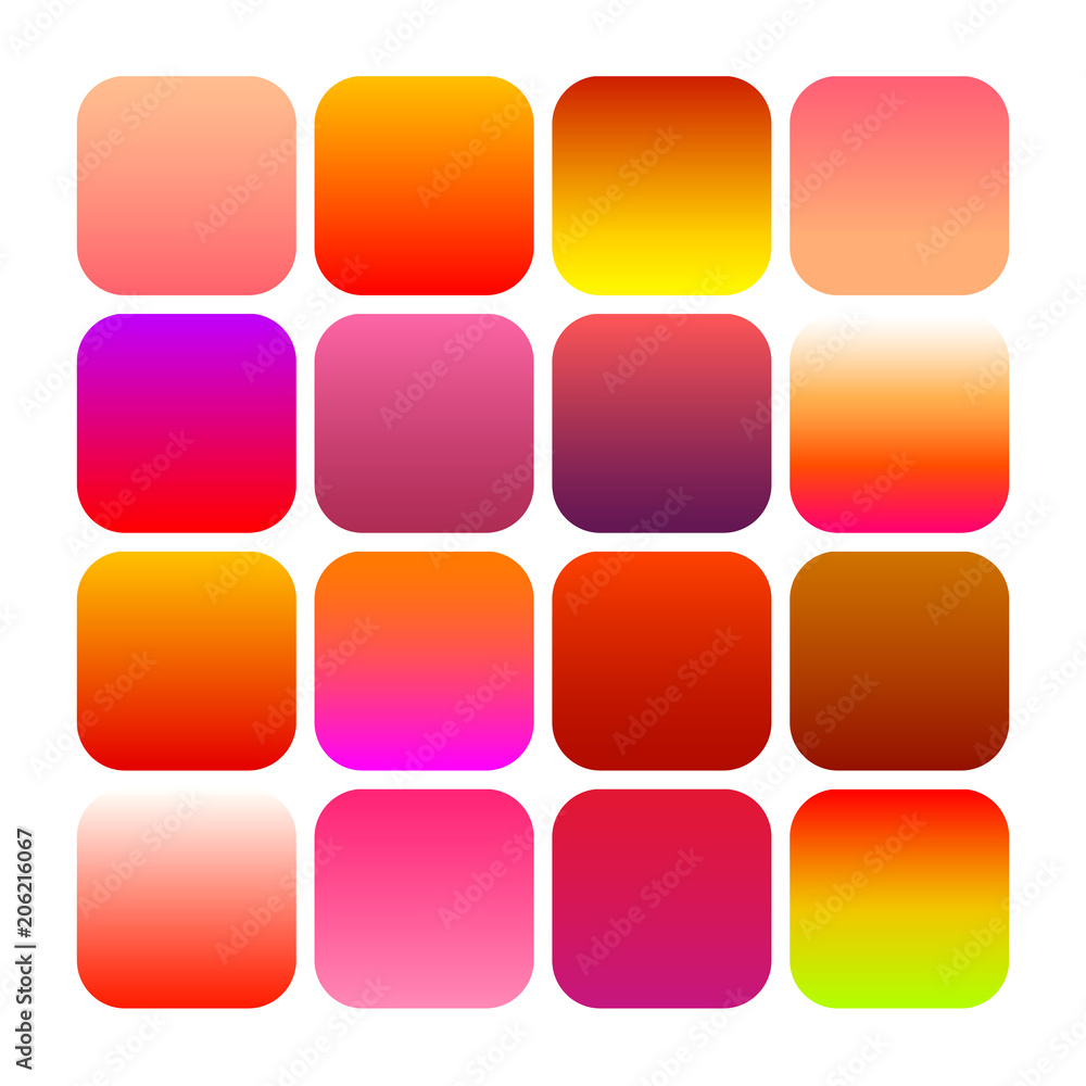 Mobile app icon templates set. Modern abstract backgrounds, bright vivid color gradients. Minimal style flat button design. Vector templates for mobile application logo and for smartphones screens. Mobile app icon templates set. Modern abstract backgrounds, bright vivid color gradients. Minimal style flat button design. Vector templates for mobile application logo and for smartphones screens.