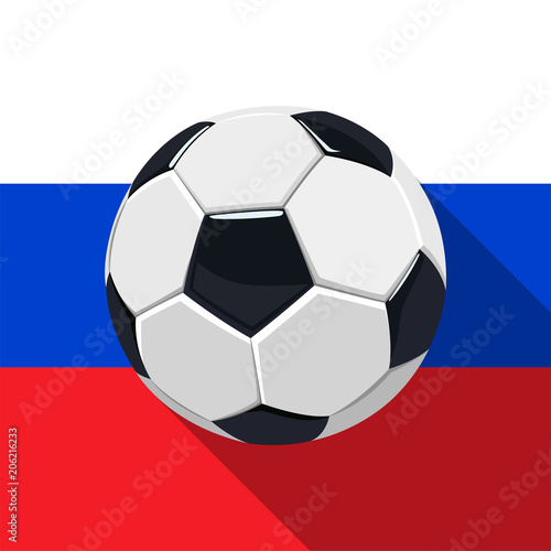 Soccer Ball On Russian Flag Background