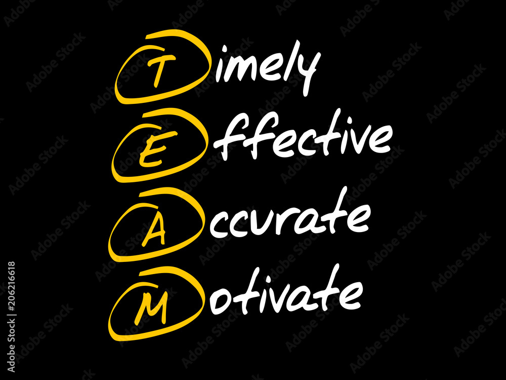 Obraz premium TEAM - Timely, Effective, Accurate, Motivate, acronym business concept