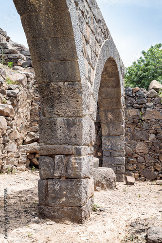 The remains  of an oil refinery on the ruins of the ancient Jewish city of Gamla on the Golan Heights destroyed by the armies of the Roman Empire in the 67th year AD, Israel photo