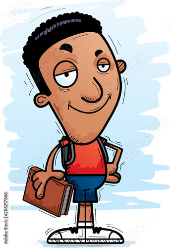 Confident Cartoon Black Man Student