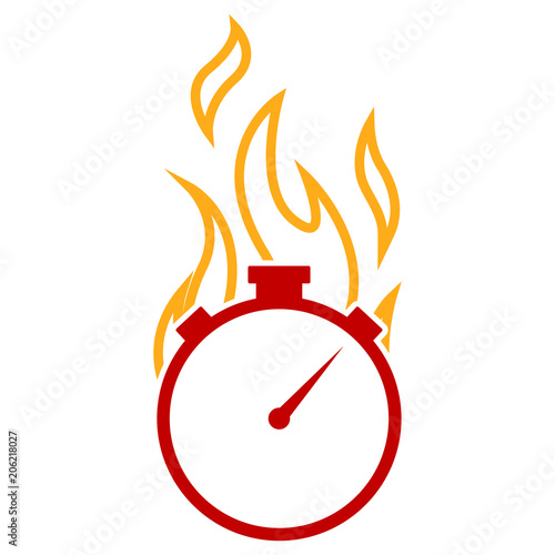 stopwatch with fire flame vector icon