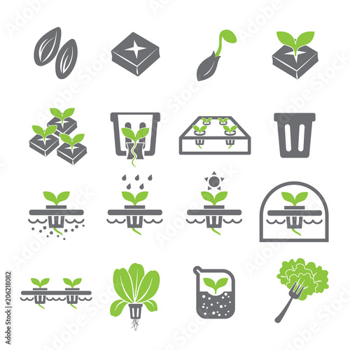 Hydroponic icon set