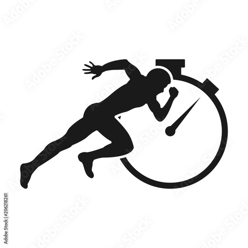 running man vector symbol, Stopwatch line vector icon