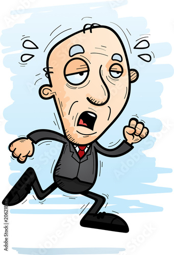 Exhausted Cartoon Senior Businessman