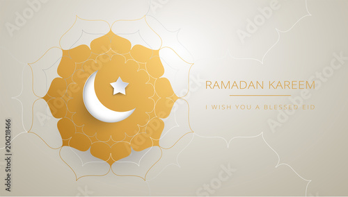 Ramadan Kareem gold greeting card vector design