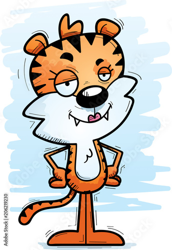 Confident Cartoon Female Tiger