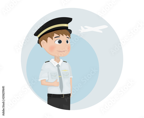 Pilot Vector template. Cartoon characters isolated icons