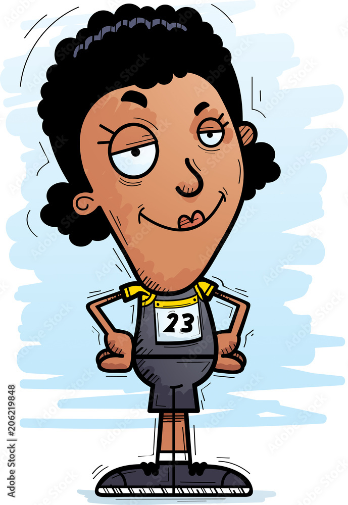 Confident Cartoon Black Track Athlete