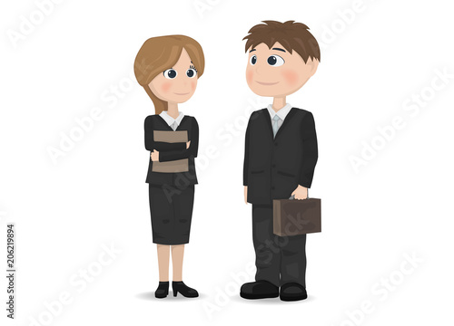 Man and woman talking Vector. Businessman, teacher or manager professions Vec...