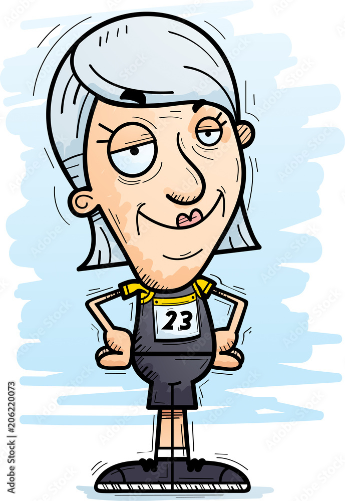 Confident Cartoon Senior Track Athlete