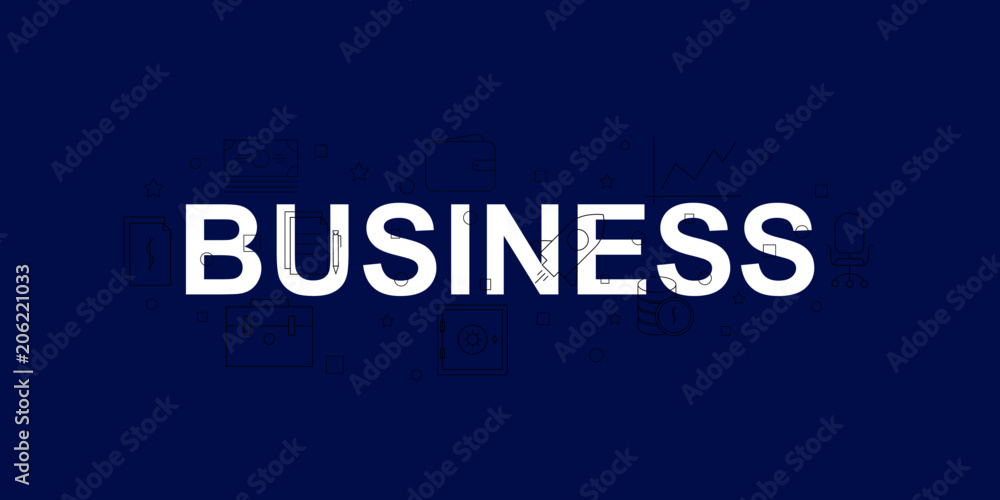 Business vector banner. Word with line icon. Vector background Business vector banner. Word with line icon. Vector background