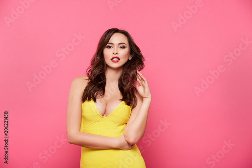 Pretty girl at pink background