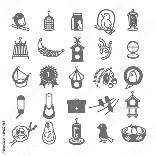 Bird icon set for pet shop