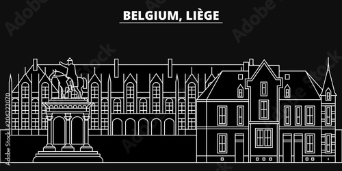 Liege silhouette, skyline. Belgium - Liege vector city, belgian linear architecture, buildings. Liege line travel illustration, landmarks. Belgium flat icon, belgian outline design banner