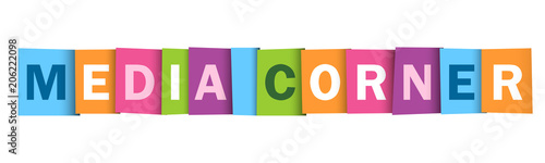 MEDIA CORNER colourful vector letters icon