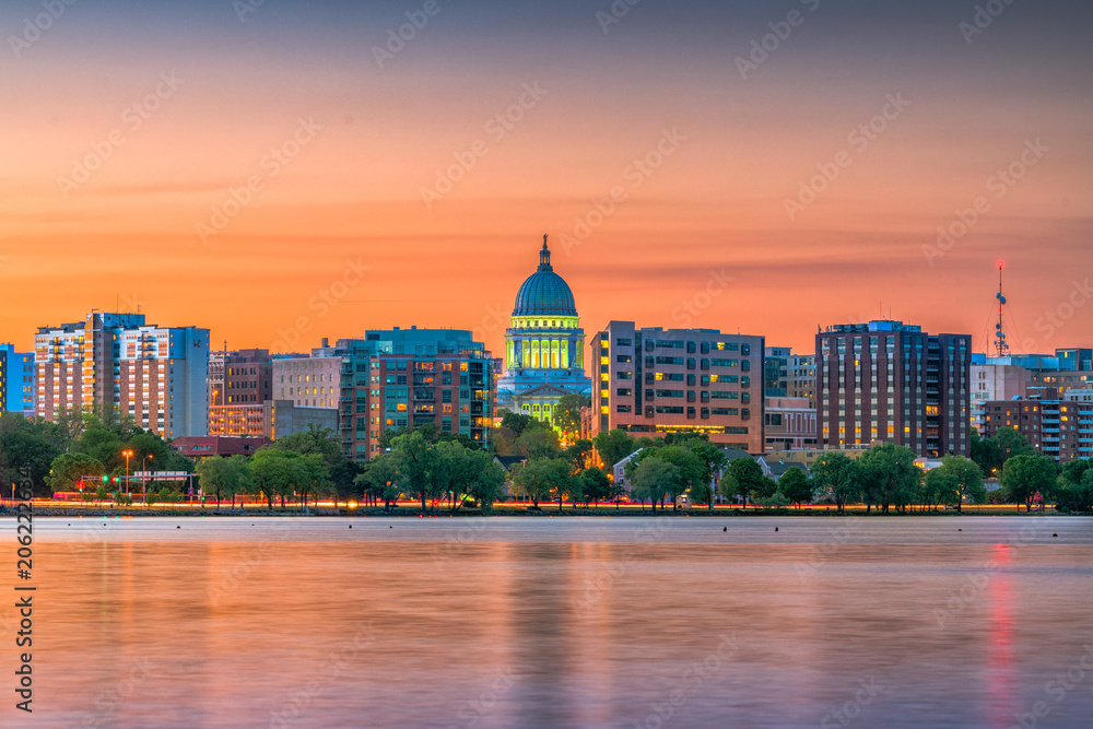 Madison, Wisconsin, USA Skyline - obrazy, fototapety, plakaty 