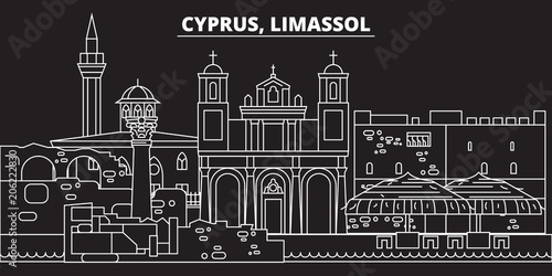 Limassol silhouette skyline. Cyprus - Limassol vector city, cypriot linear architecture, buildings. Limassol line travel illustration, landmarks. Cyprus flat icon, cypriot outline design banner