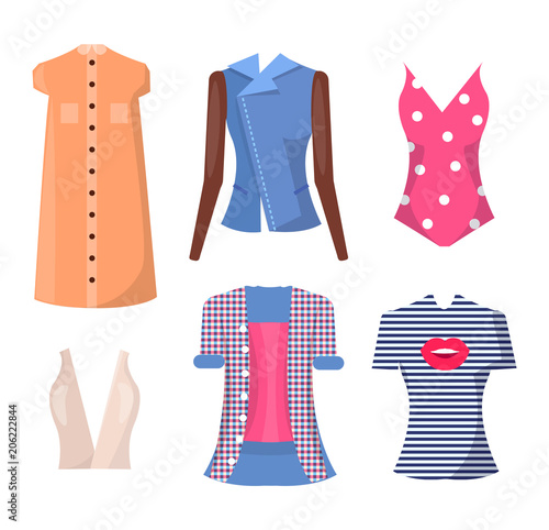 Jackets and Shirts Set Poster Vector Illustration