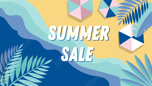 Top view beach background, Pool party, Summer water activities, scene with a lot of tiny people, characters, umbrellas, balls and kids