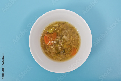 Wallpaper Mural Miso vegetable soup with vegetables on a blue Torontodigital.ca