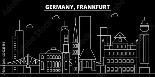 Frankfurt silhouette skyline. Germany - Frankfurt vector city, german linear architecture, buildings. Frankfurt line travel illustration, landmarks. Germany flat icon, german outline design banner