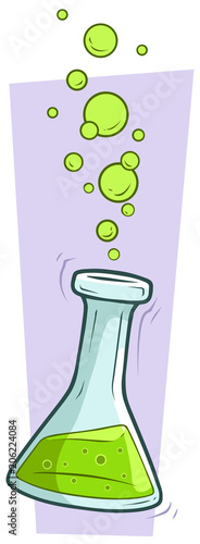 Cartoon chemical flask with green liquid