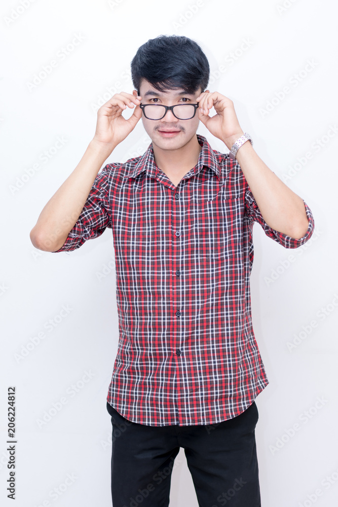 Guy with the Glasses. isolated indoors white background. Guy with the Glasses. isolated indoors white background.