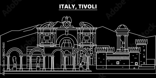 Tivoli silhouette skyline. Italy - Tivoli vector city, italian linear architecture, buildings. Tivoli line travel illustration, landmarks. Italy flat icon, italian outline design banner