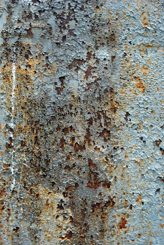 Old gray color painted rusty metal surface, background texture