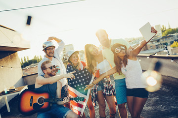 Friends Celebrating 4th Of July Holiday