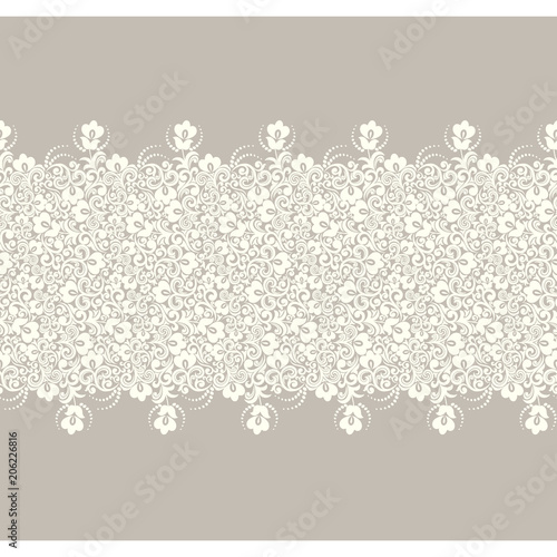 Seamless cocoa background with light pattern in baroque style. Vector retro illustration. Ideal for printing on fabric or paper.
