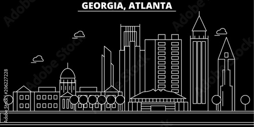 Atlanta silhouette skyline. USA - Atlanta vector city, american linear architecture, buildings. Atlanta line travel illustration, landmarks. USA flat icons, american outline design banner